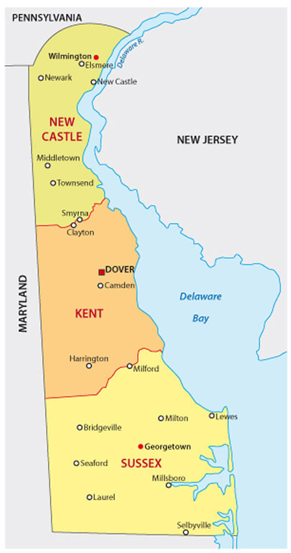 Delaware Administratif Carte EUA